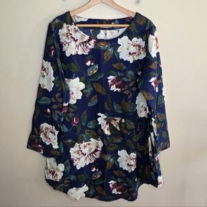 NWT Cellabie | Navy Green Burgundy Floral Print Mini Dress or Tunic Size XL